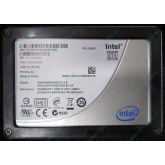 Нерабочий SSD 40Gb Intel SSDSA2M040G2GC 2.5" FW:02HD SA: E87243-203 (Воркута)